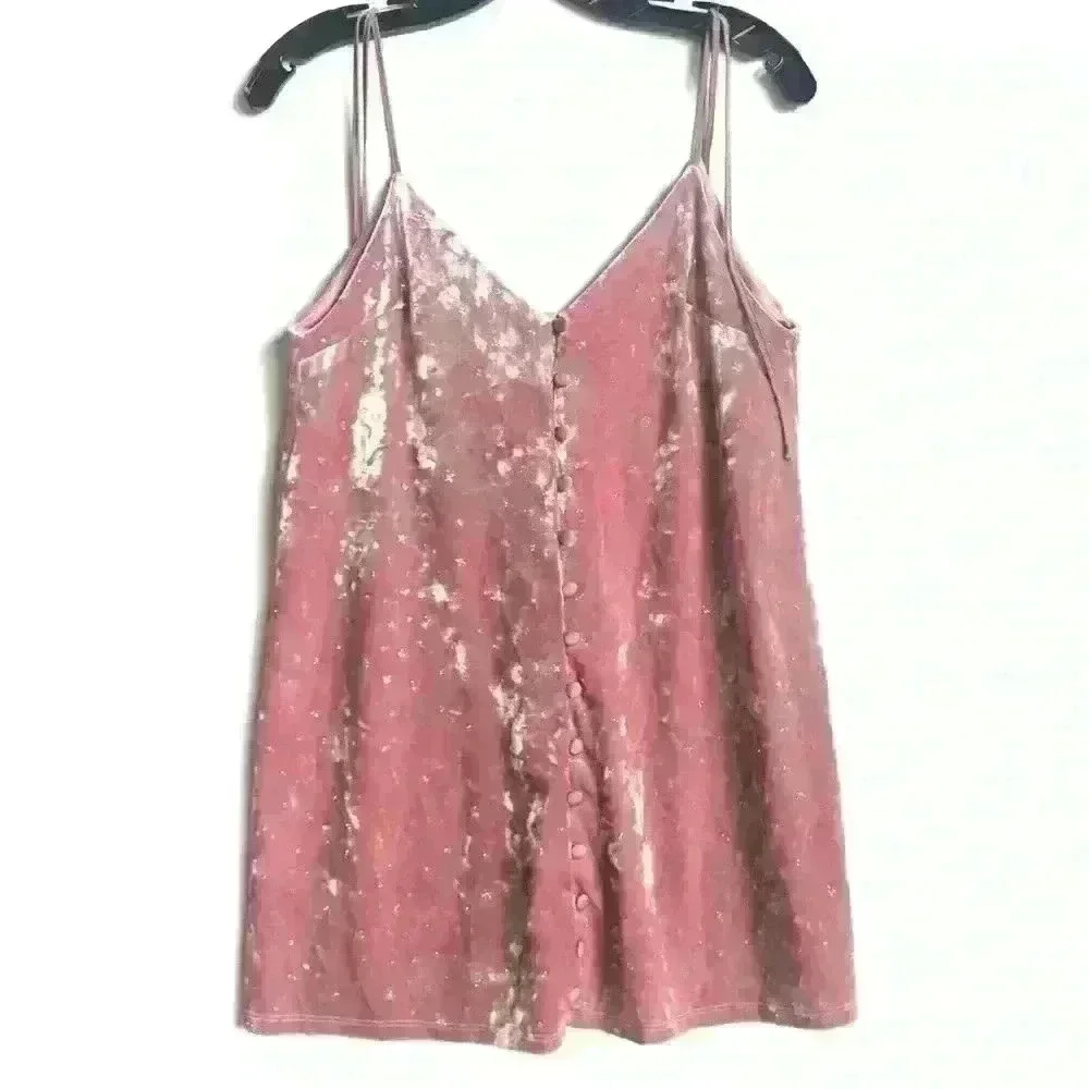 NEW! Topshop Pink Velvet Star Glitter Slip Dress - Picture 2 of 5